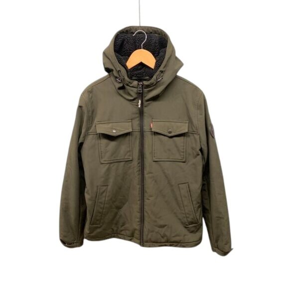 Levi's Other - Levi’s Men’s M Green Sherpa Lined Hooded Zip Up Jacket Warm Casual Outdoor Coat